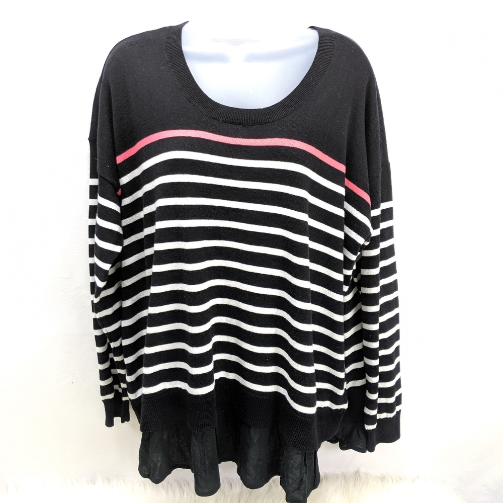 NEW Torrid Black and White Round Neck Top